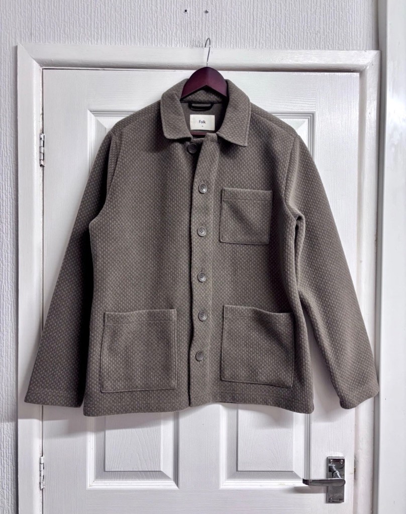 Folk Clothing Jacket - Textured Wool Blend - Size Medium - Brown Taupe