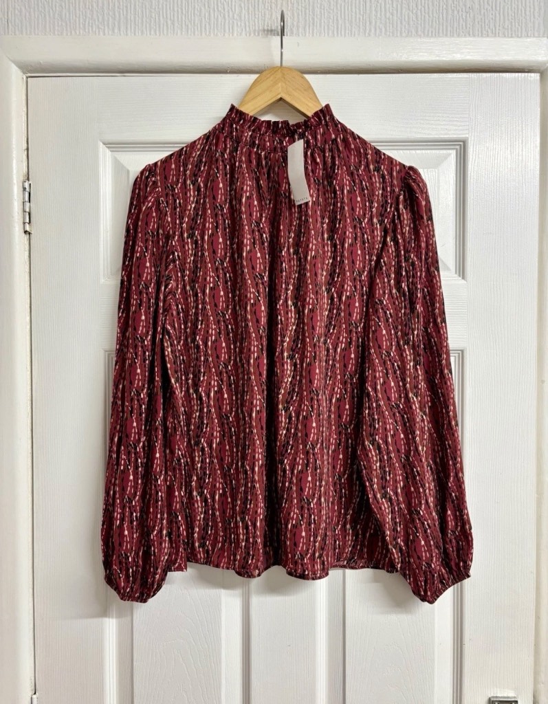 Matalan Burgundy High Neck Blouse - Size 14 - New with Tags NWT