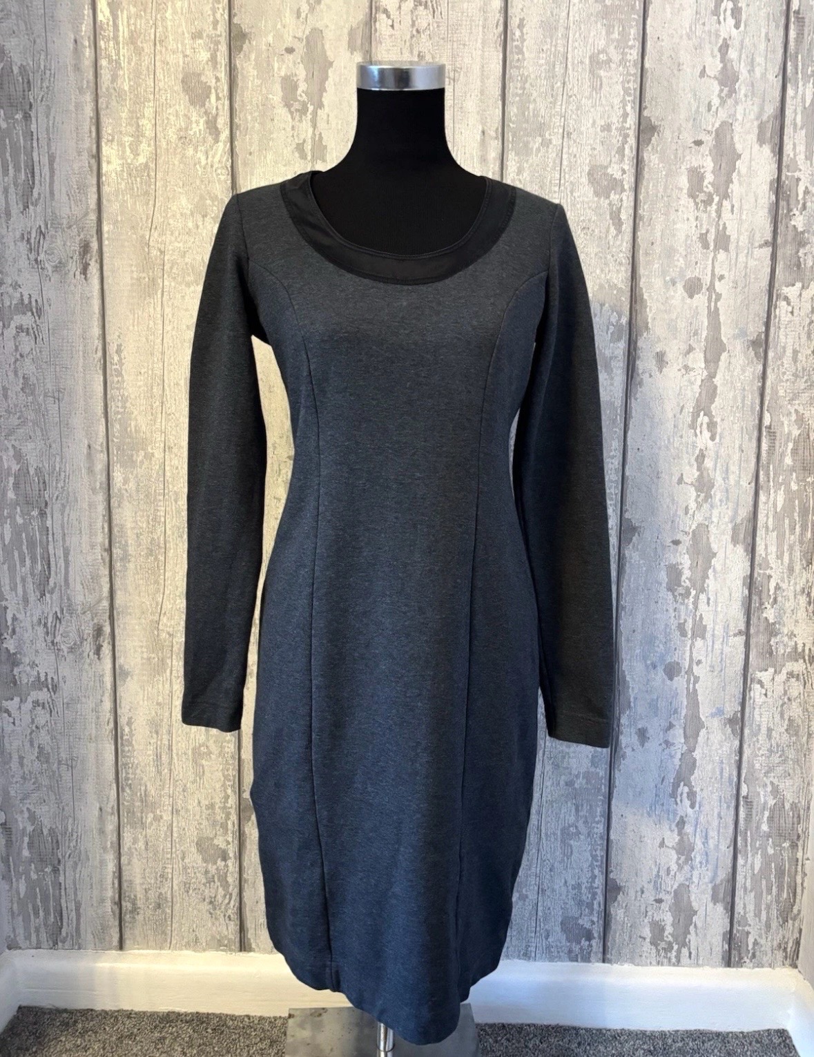 Armani Jeans Charcoal Grey Long Sleeve Midi Dress Size EU 46 US XL