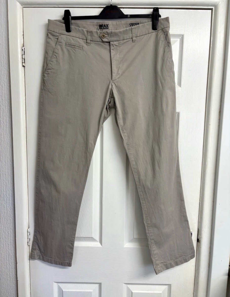 Brax Everest Light Grey Straight Leg Chino Trousers Size 40S