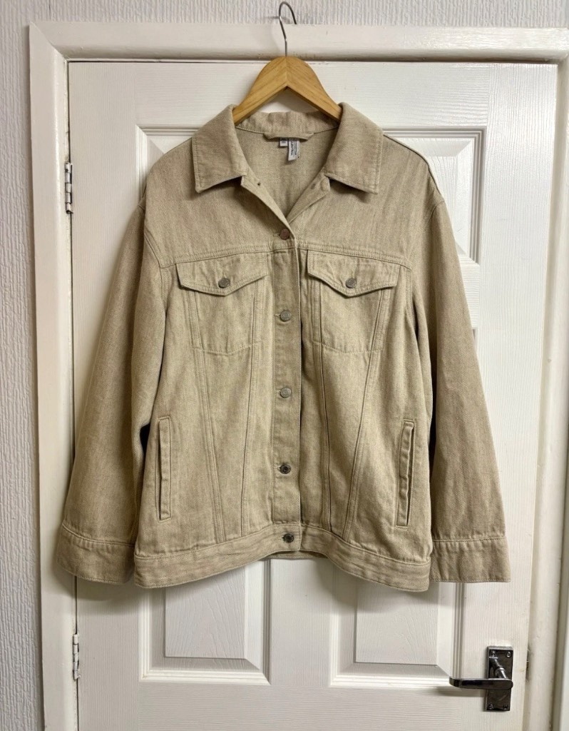 & Other Stories Beige Cotton-Linen Denim-Style Jacket - UK Small EU 36