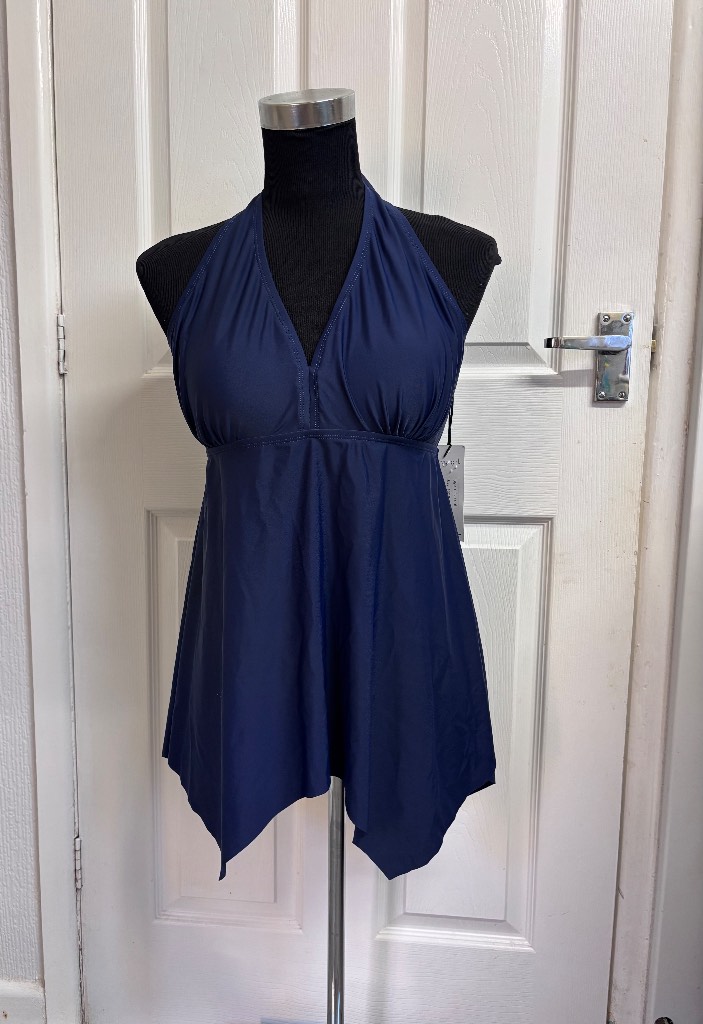 Cover Girl Navy Blue Halter Swimdress Build-in Bra – Size 16 BNWT