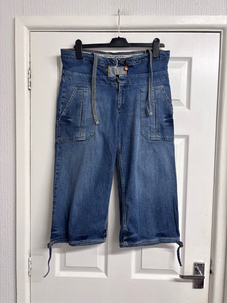 Vintage G-Sus Sindustries Denim Cropped Jeans W31 Y2K Utility Cargo Capris