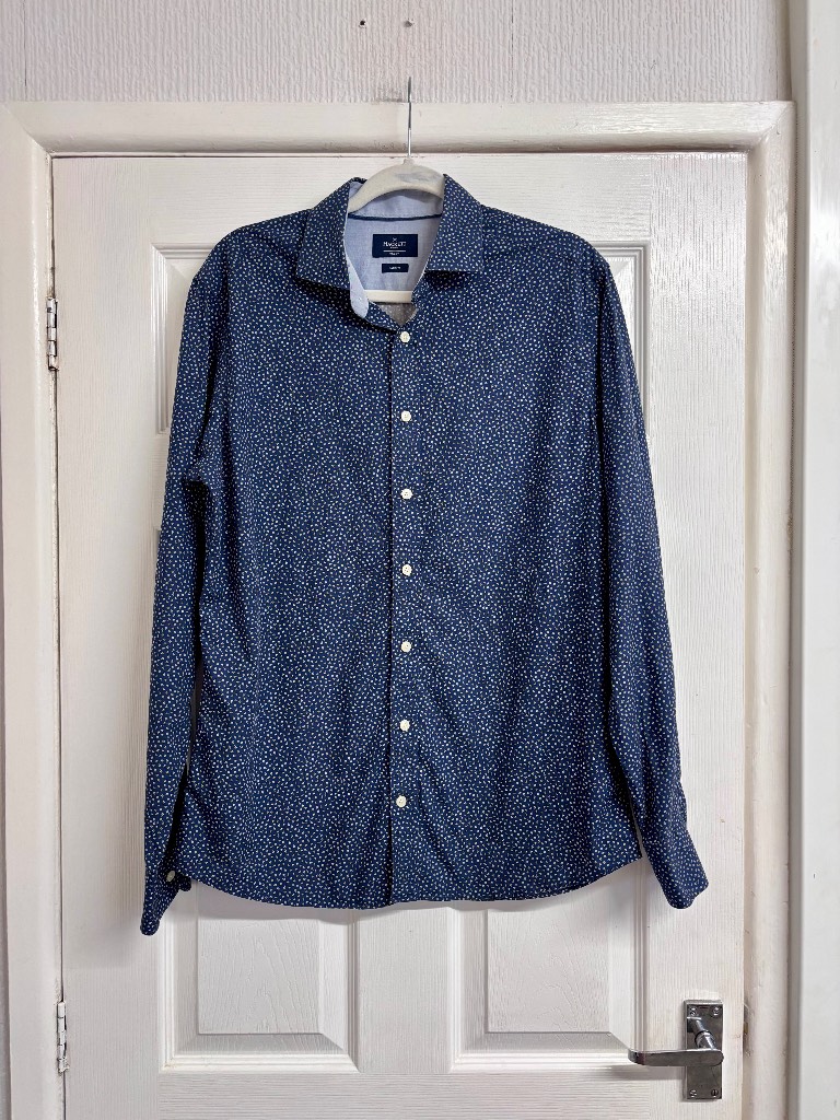 Hackett London Men's Slim Fit Leaf Print Long Sleeve Shirt – Size Medium