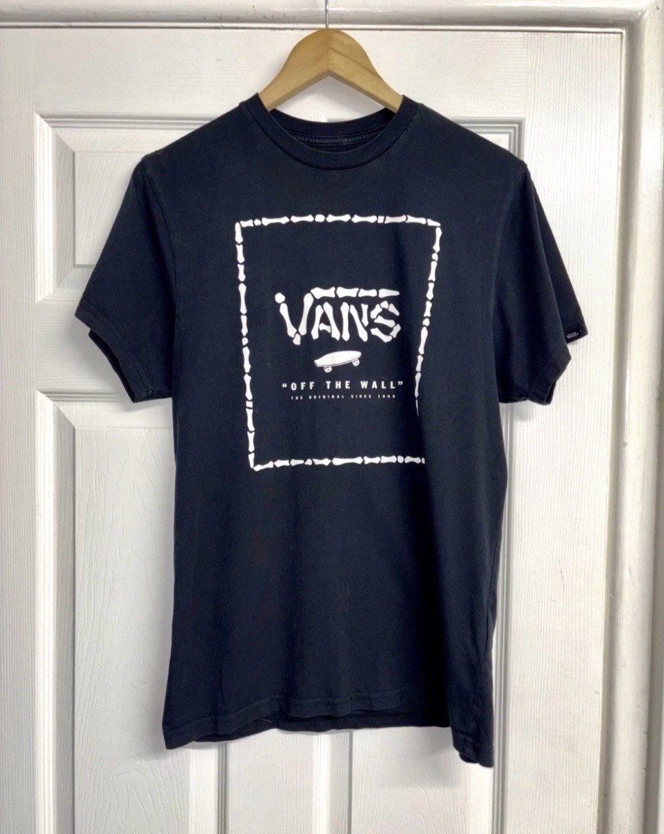 Vans Black Skeleton Bones T-Shirt Skateboard Size Medium