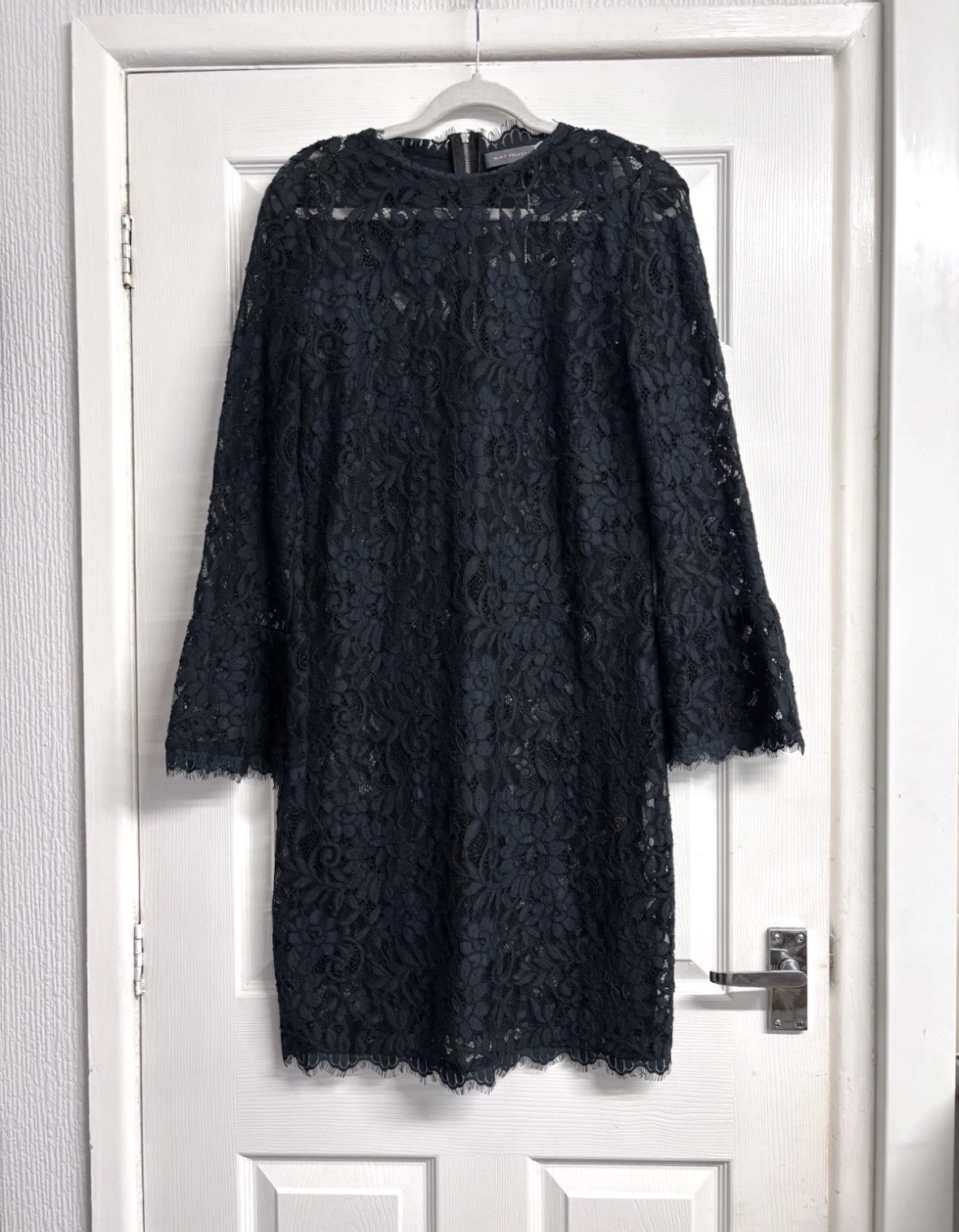 Mint Velvet Dark Teal Green Lace Midi Dress - Size 16
