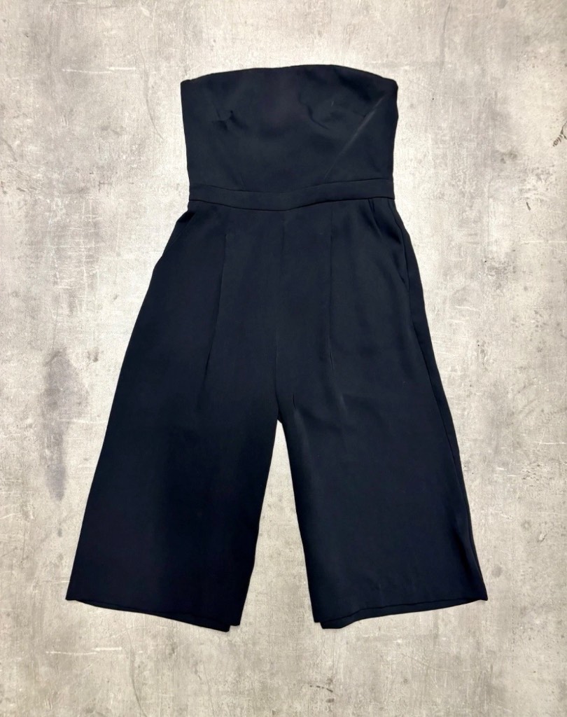 Forever New Black Strapless Wide-Leg Culotte Jumpsuit - Size 10