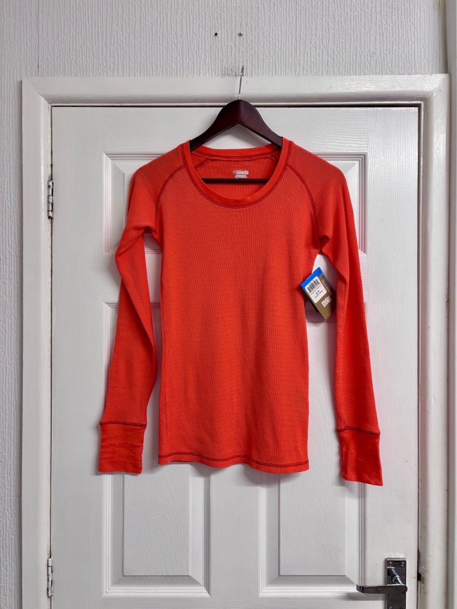 NWT Columbia Size Small Crawlin Crew Coral Waffle Knit Thermal Top Long Sleeve