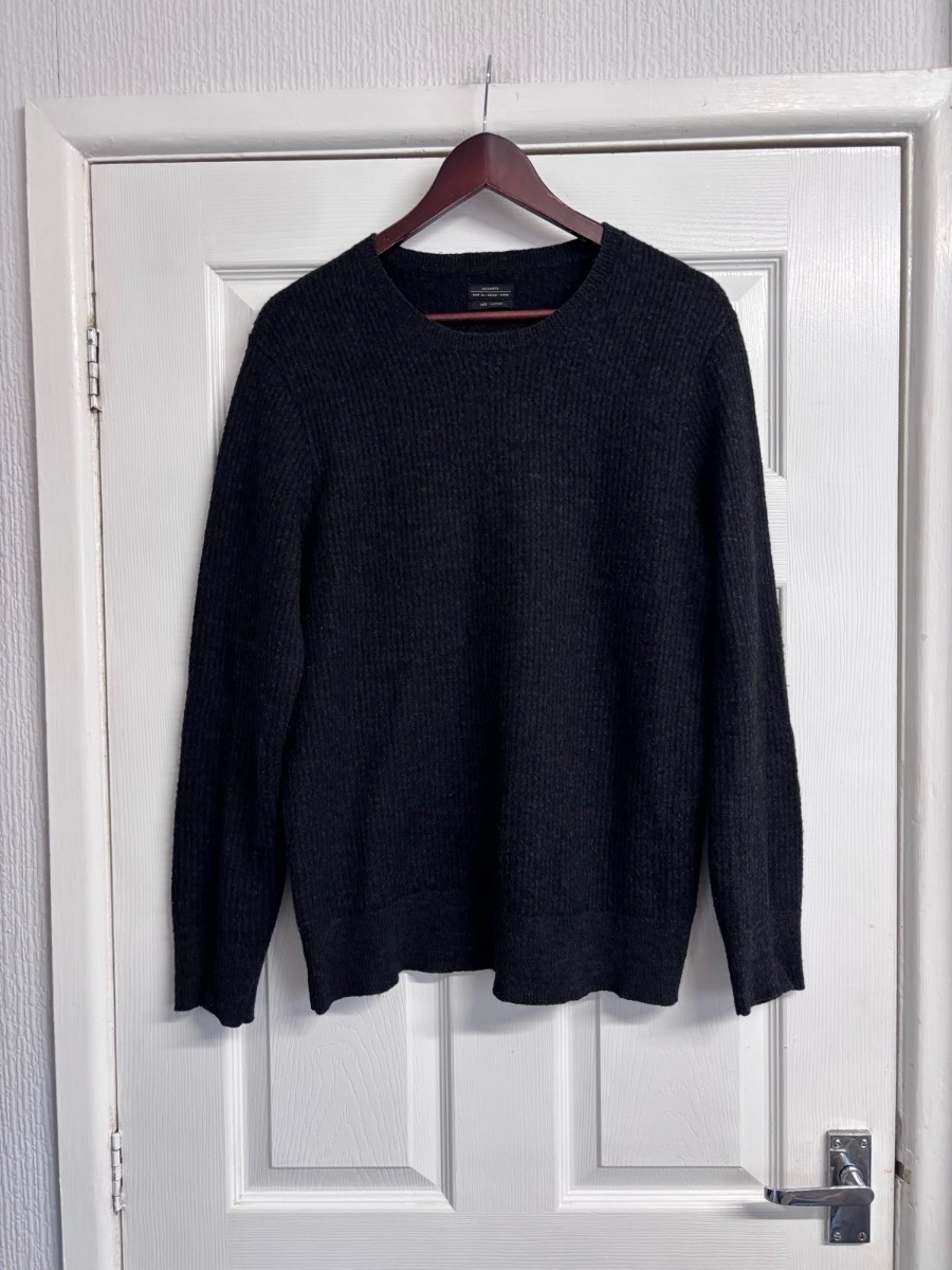 AllSaints Men’s Charcoal Grey “Carr Crew” Mohair & Wool Blend Jumper Sweater - Size L