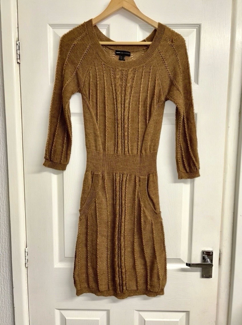 Mango Tan Brown Knit Short Dress Size Large