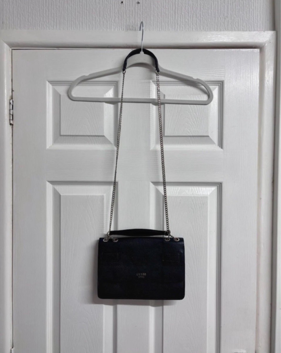 Guess Crossbody Black Bag Chain Strap Purse Faux Leather
