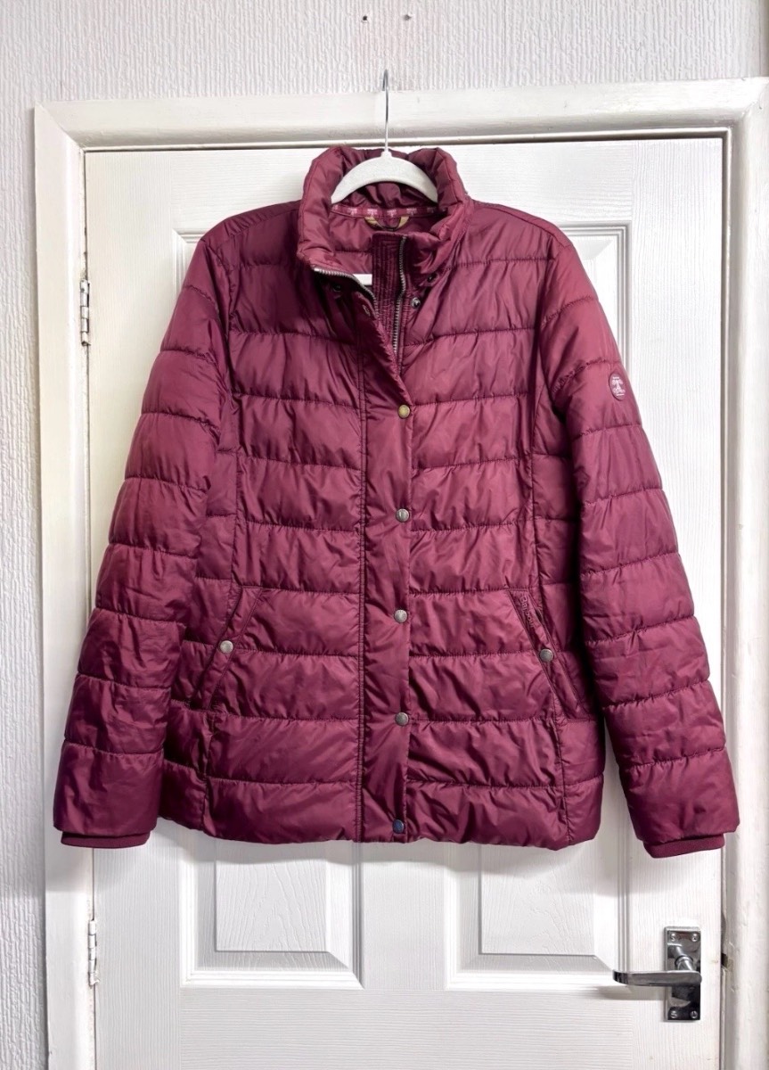 Barbour Fibredown Quilted Puffer Jacket Burgundy - UK Size 14