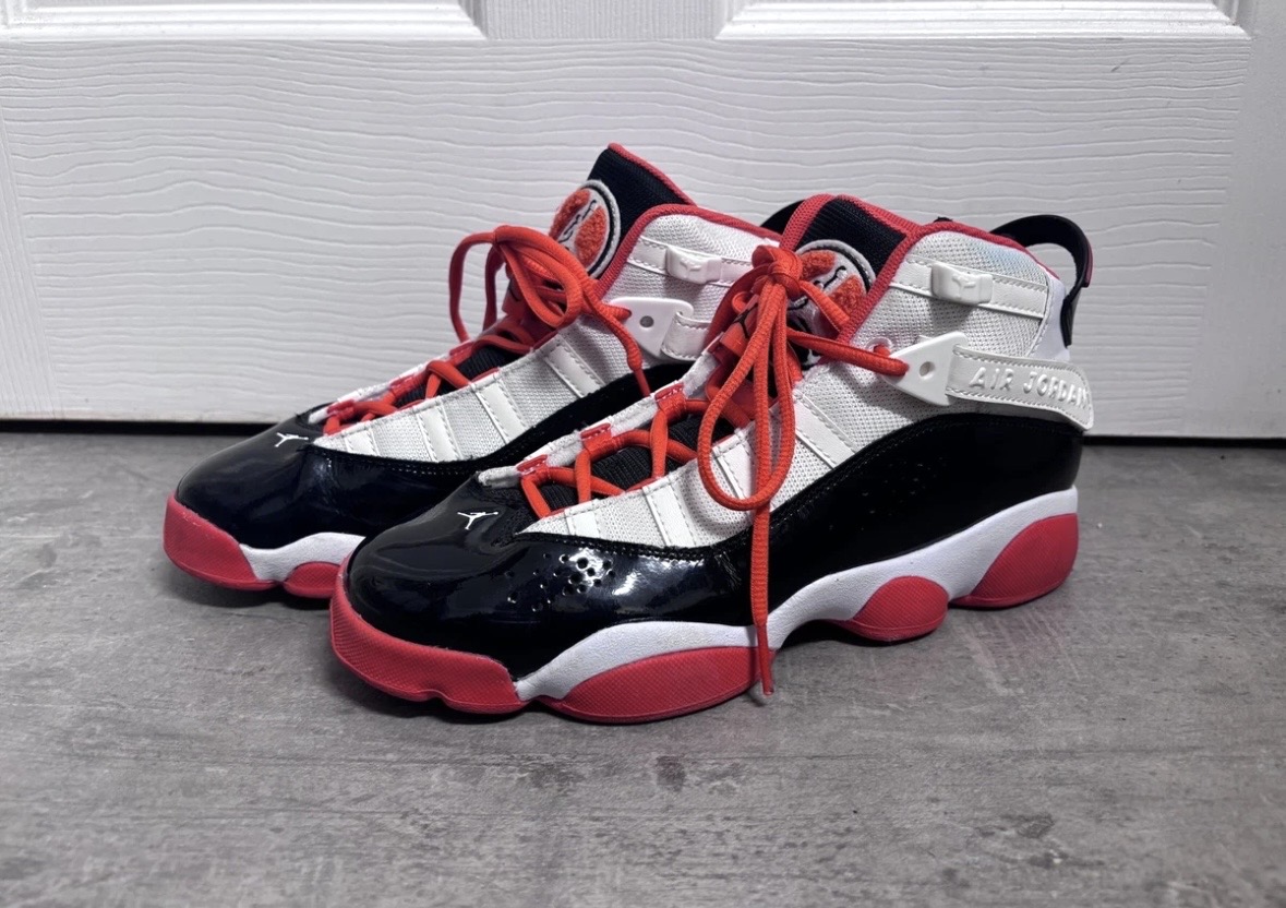 Nike Air Jordan 6 Rings Orange & White High Top Trainers UK Size 6