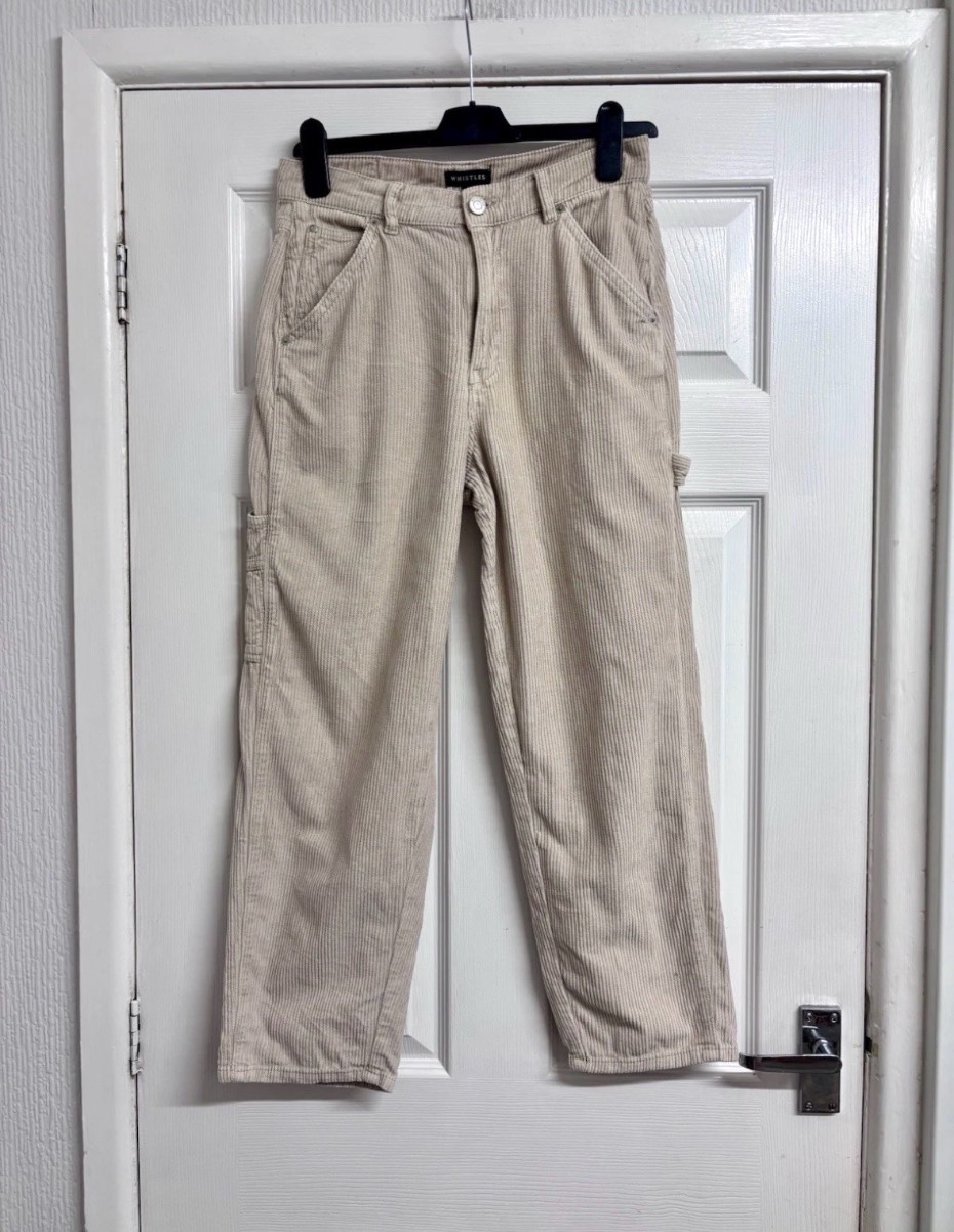 Whistles Beige Corduroy Cropped Carpenter Trousers - W28 L25 UK 10