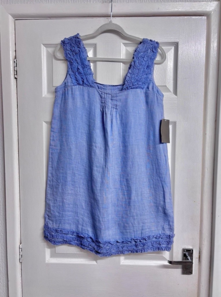 Zara Blue Linen-Blend Ruffled Mini Dress Size Medium New With Tags NWT