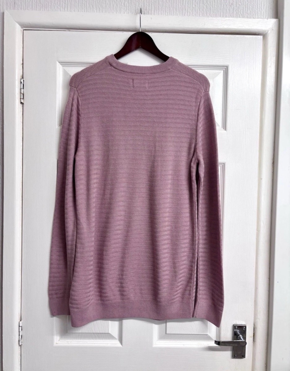 Farah Textured Knit Jumper Pink Long Sleeve Sweater Jumper Size XL
