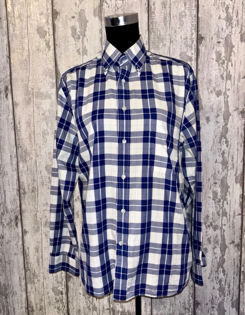 GANT Men’s Blue Check Long Sleeve Regular Fit Shirt Size Small