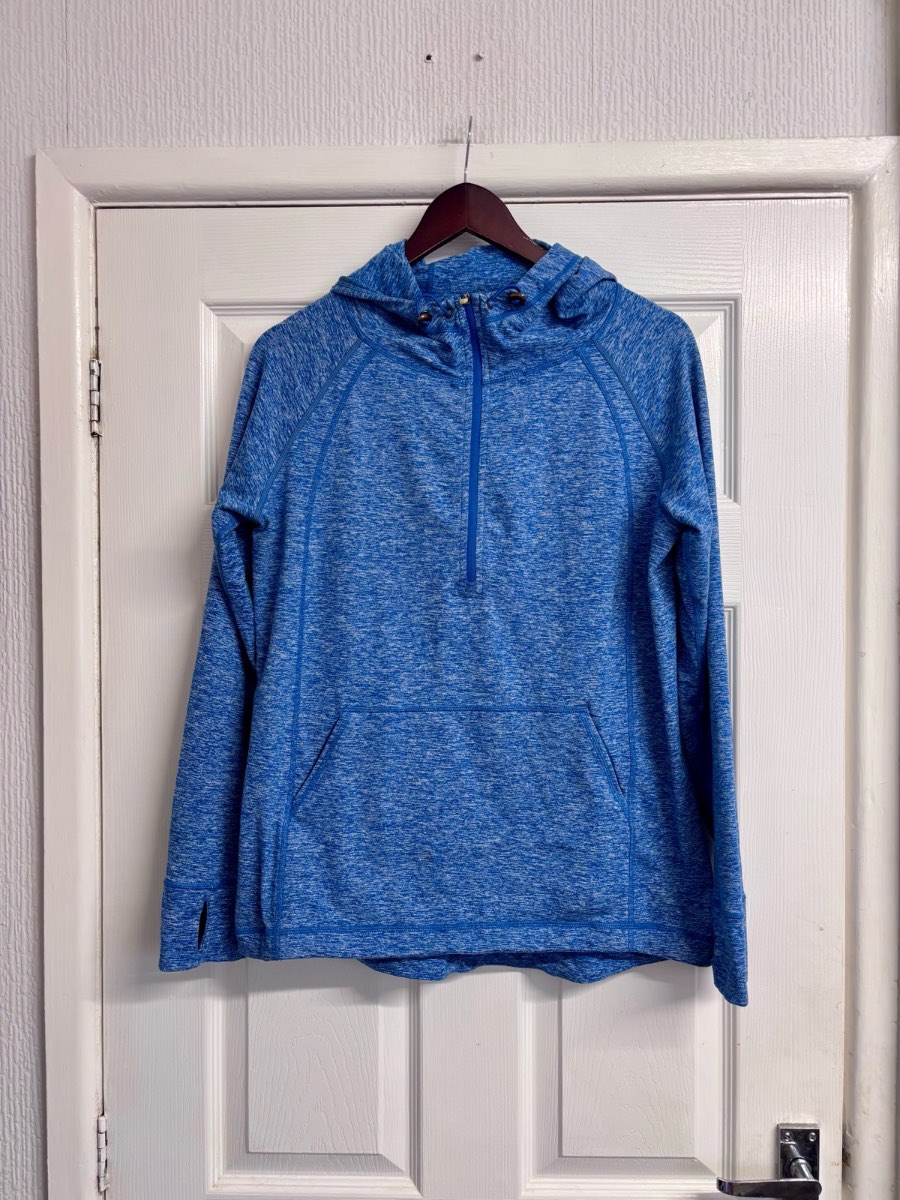 Sweaty Betty Blue Marl 1/2 Zip Hooded Running Top / Sweatshirt - Size Medium