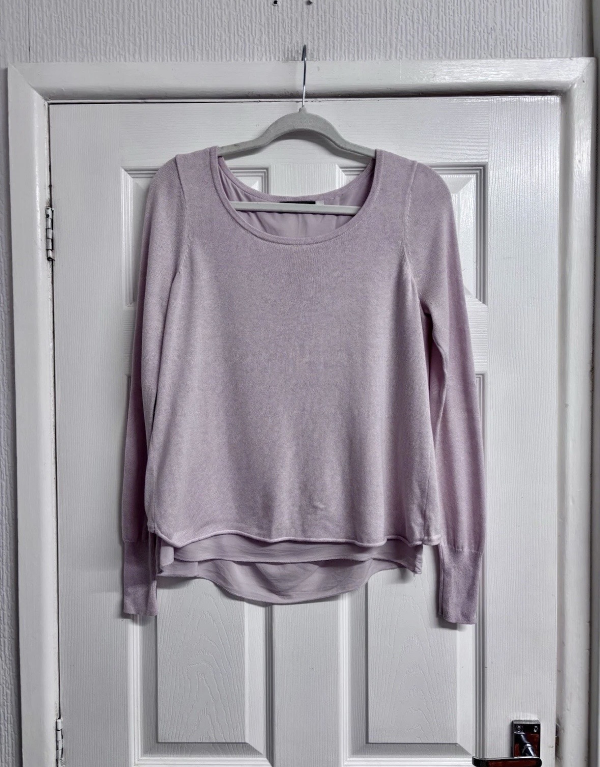 Mint Velvet Blush Pink Layered Knit Top Bow Back Detail UK Size 10