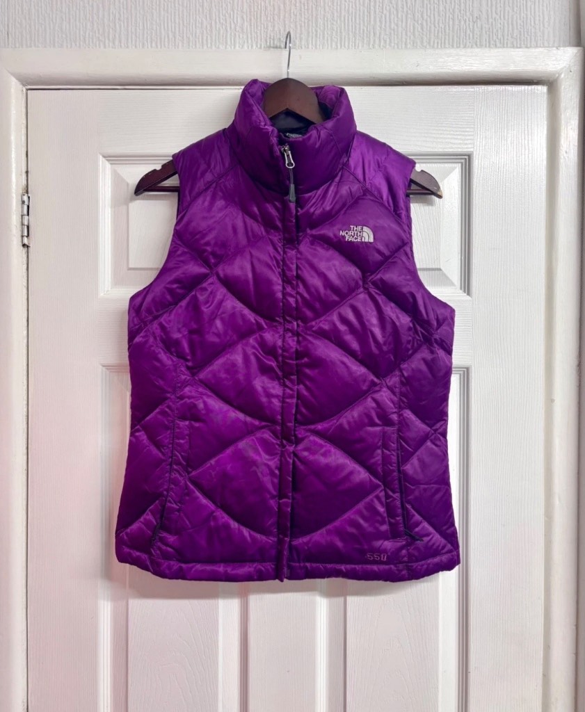The North Face Purple Quilted Puffer Gilet Down Insulated 550 Size Small