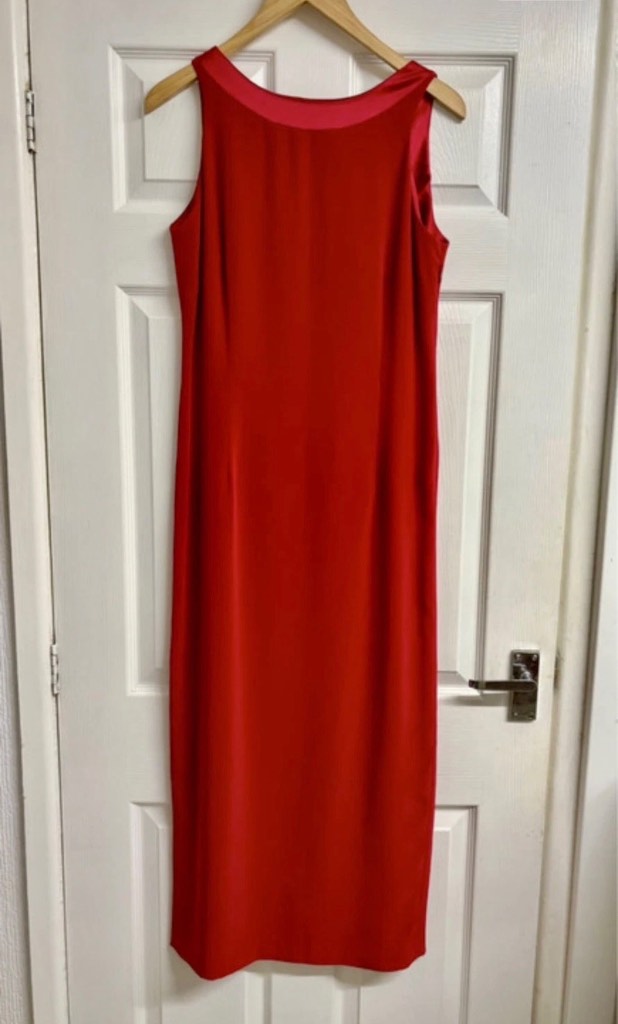 Alex & Co. Red V-Neck Midi Dress with Criss-Cross Back Size 10