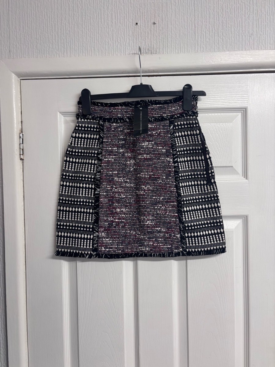 French Connection Pixel Mix Cotton Tweed Mini Skirt - Size 8 - New With Tags NWT