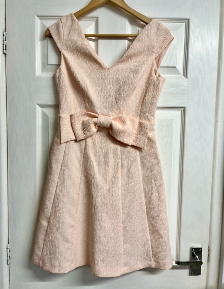 Coast Sleeveless Bow Mini Dress Peach Size 10