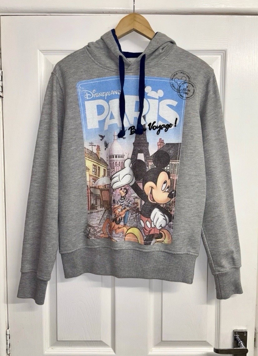 Disneyland Paris 2016 Grey Mickey Mouse Hoodie Jumper Size Small
