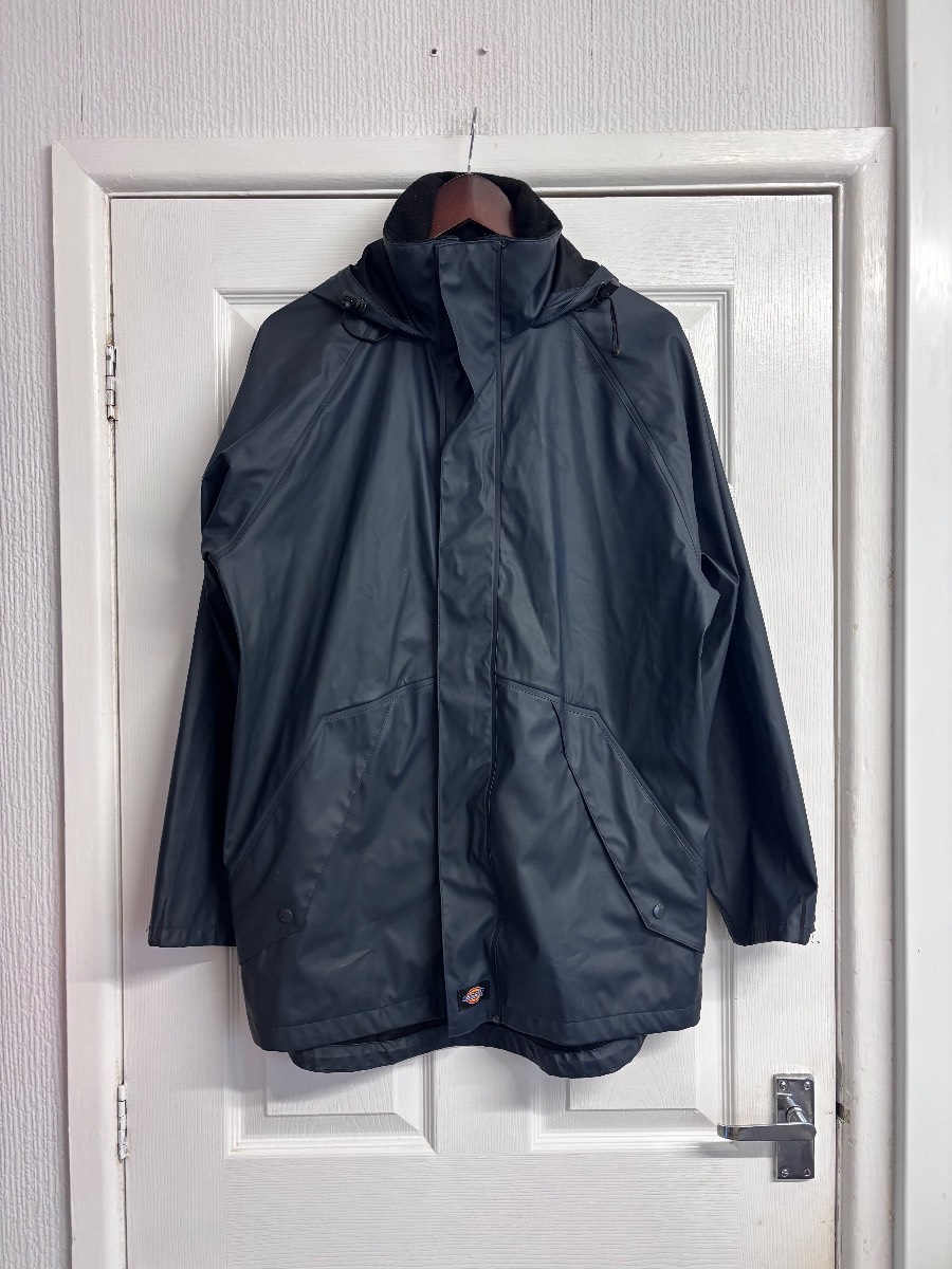 Dickies Men’s Waterproof Rain Jacket Hooded Parka Coat - Navy Blue - Size Small