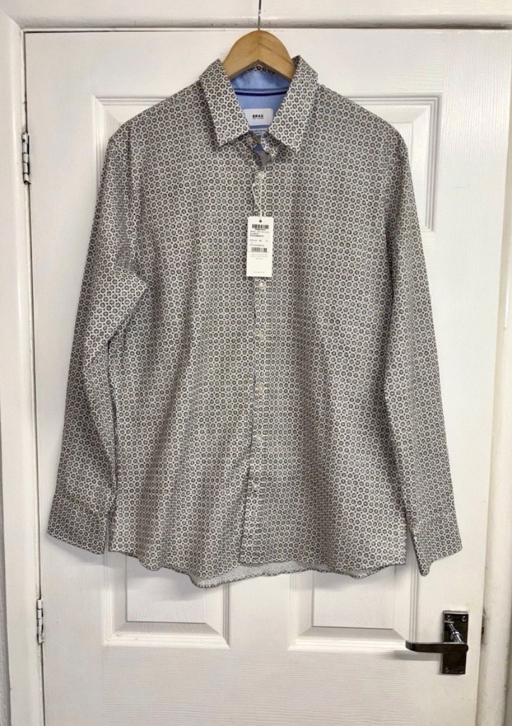 Brax Geometric Pattern Long-Sleeve Shirt Size Large New with Tags RRP £79