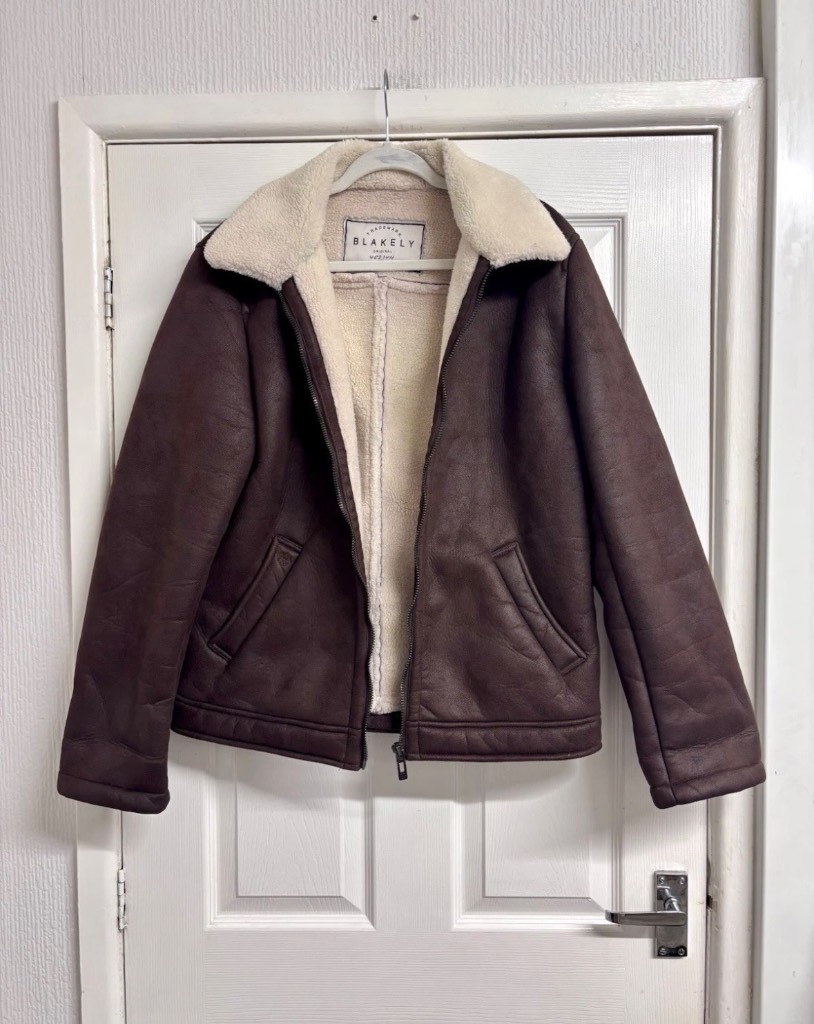 Blakely Clothing Sherpa Lined Aviator Jacket Chocolate Brown Size Medium