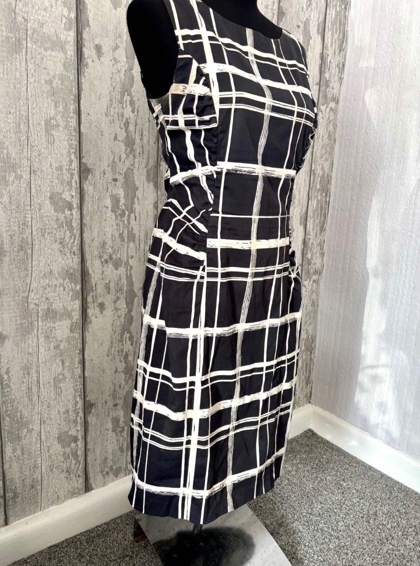 Phase Eight Black & White Checked Sleeveless Pencil Dress UK Size 12