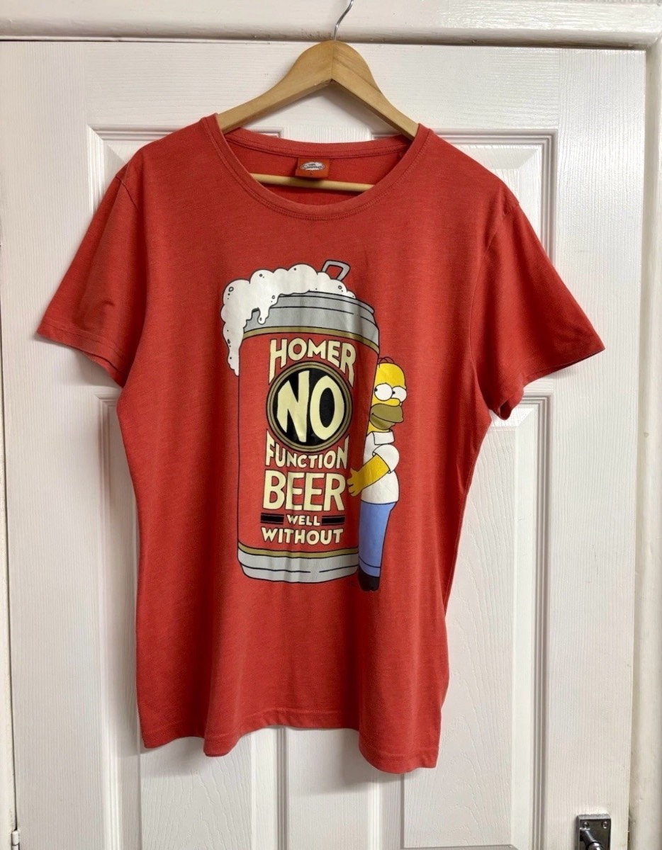 Vintage The Simpsons Red Homer Short Sleeve T-Shirt Size Large