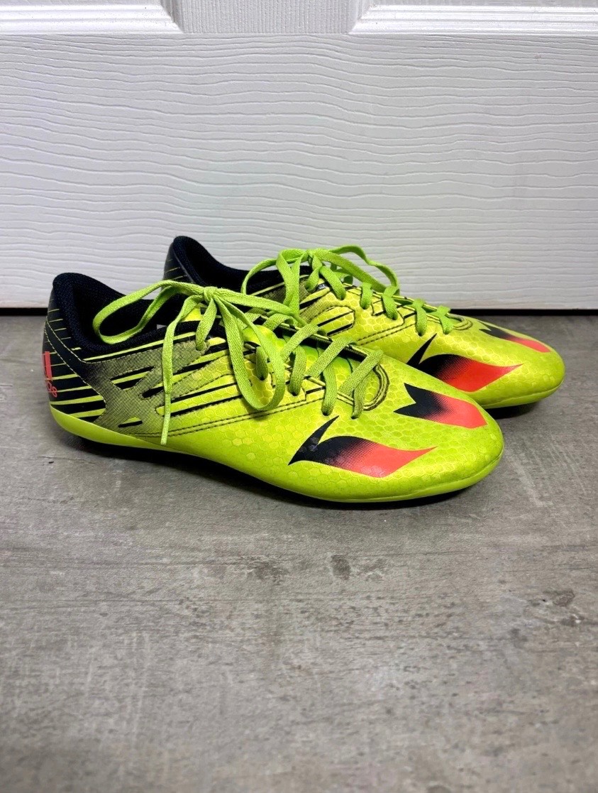 Adidas Messi FG Neon Yellow Green Kids Football Boots UK Size 4