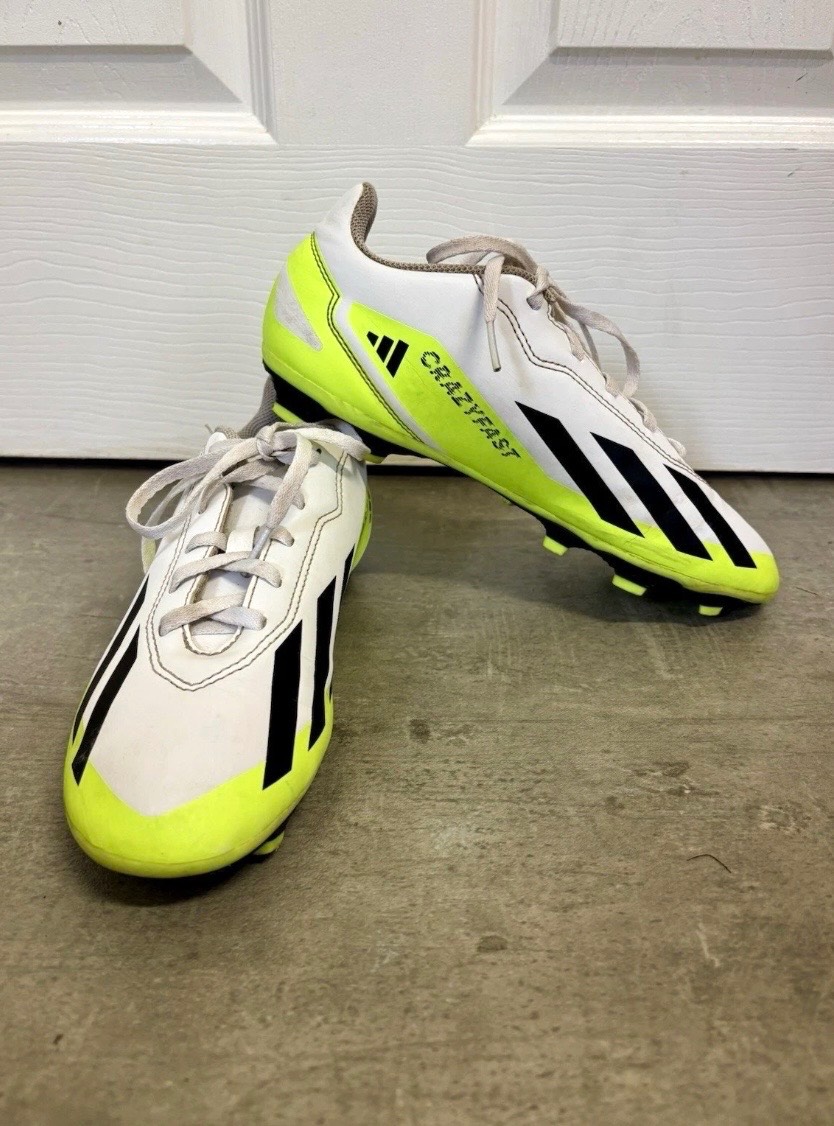 Adidas Crazyfast White & Neon Yellow Kids Football Boots UK Size 5.5