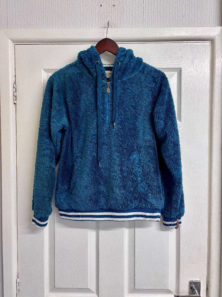 Saltrock Teal Blue Fluffy Quarter-Zip Fleece Hoodie Size 8