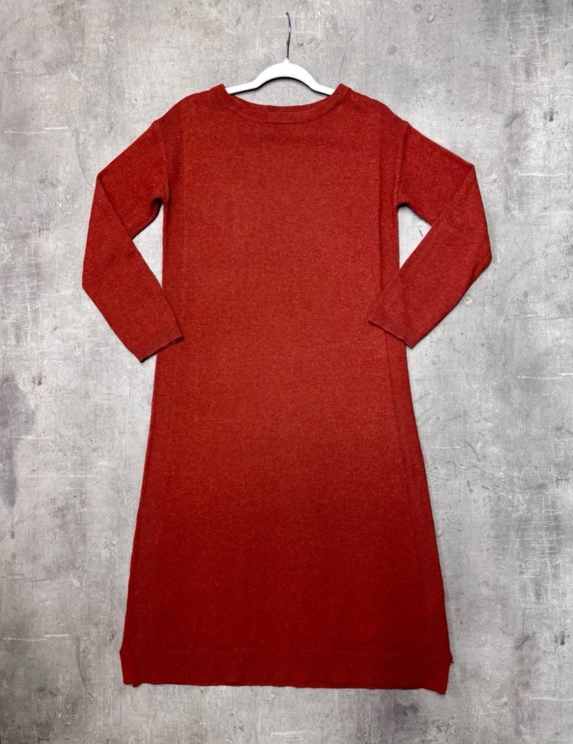 Seasalt Cornwall Knitted Merino Wool Blend Dress Rust Orange UK 12