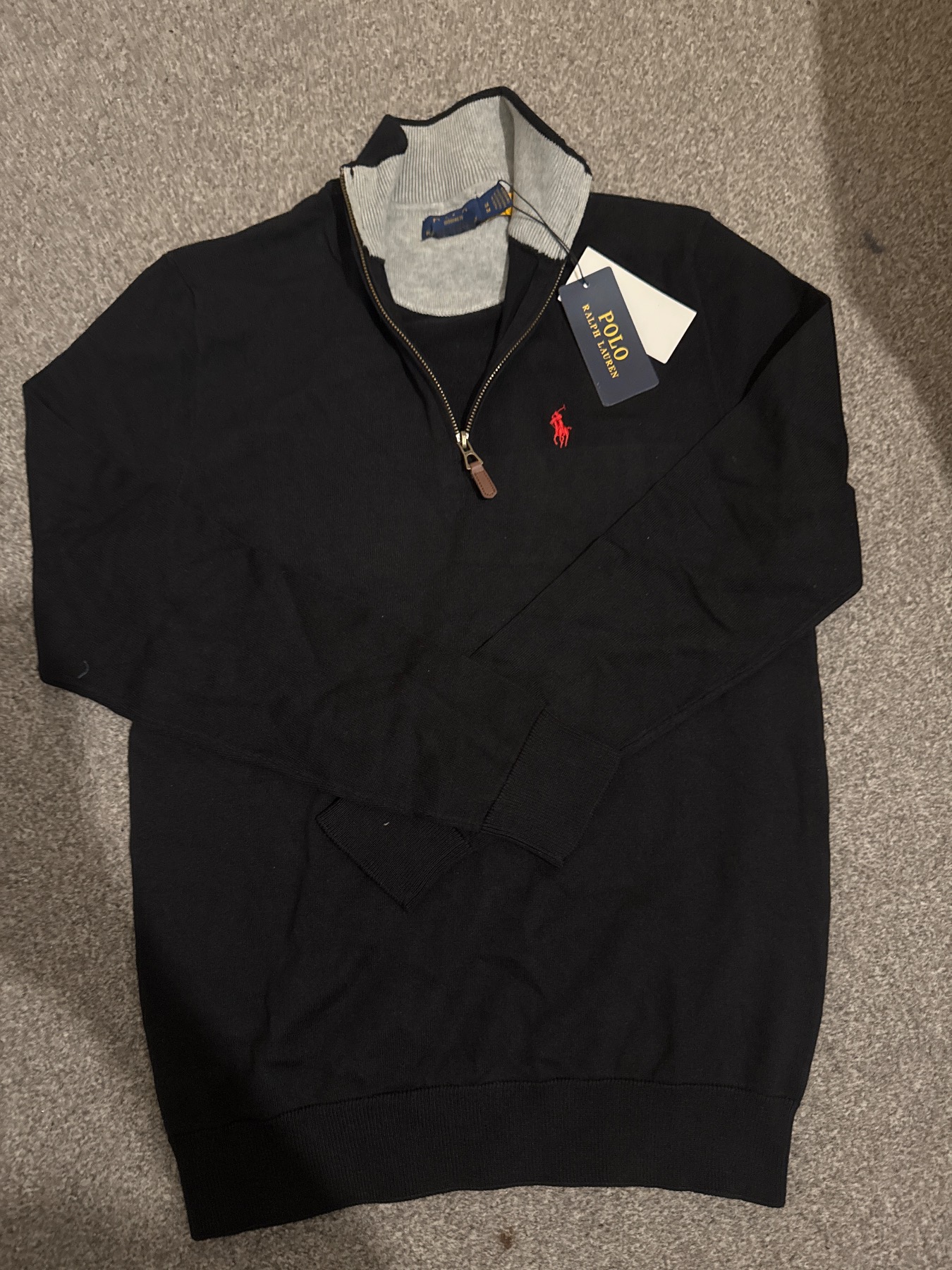Polo Ralph Lauren Quarter Zipper Color Black Size M