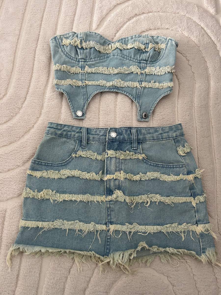 Denim skirt and top set