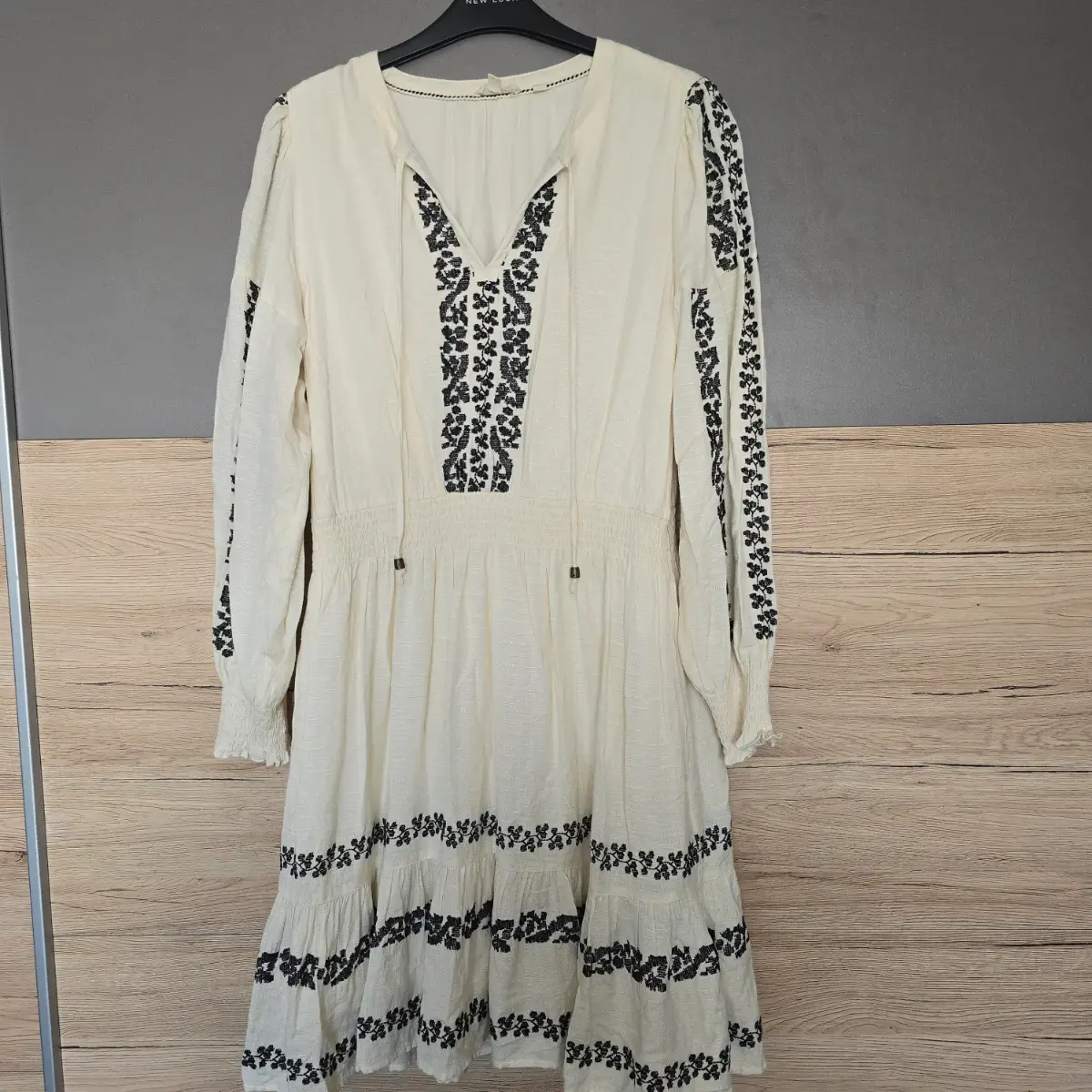 Fatface  boho etno cottage core embroidered summer knee long dress with pockets size 14