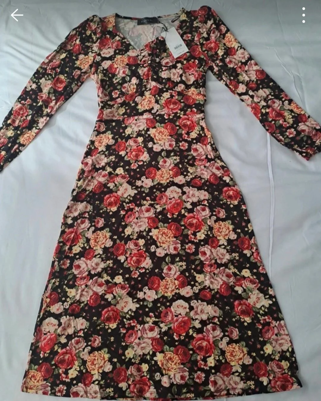 Ladies Floral Midi Dress with matching Scrunchie, size UK6