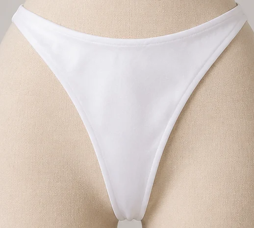 PrettyLittleThing White High Leg Bikini Bottoms – Size 10