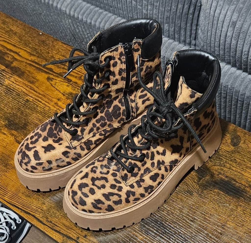 New Look Leopard Print Vegan Chunky Boots – Size UK 4