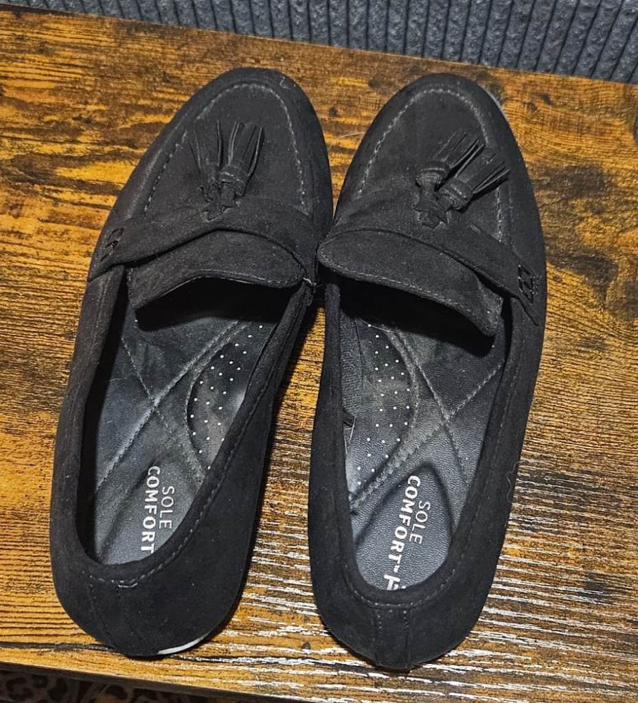 TU Sole Comfort Black Tassel Loafers – Size UK 5