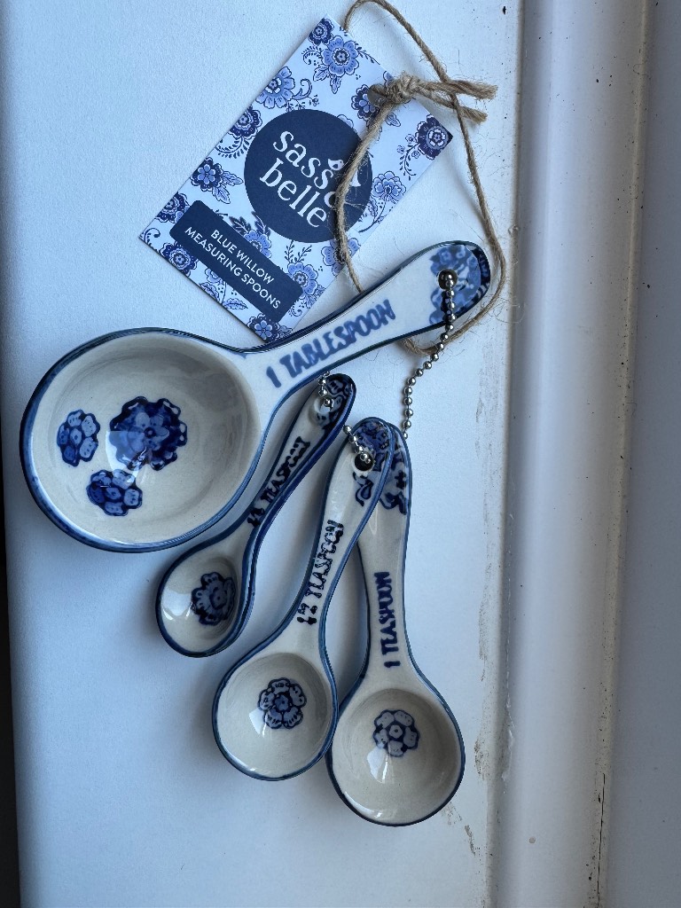 Sass & Belle Blue Floral Ceramic Measuring Spoons-Vintage Kitchen Gift