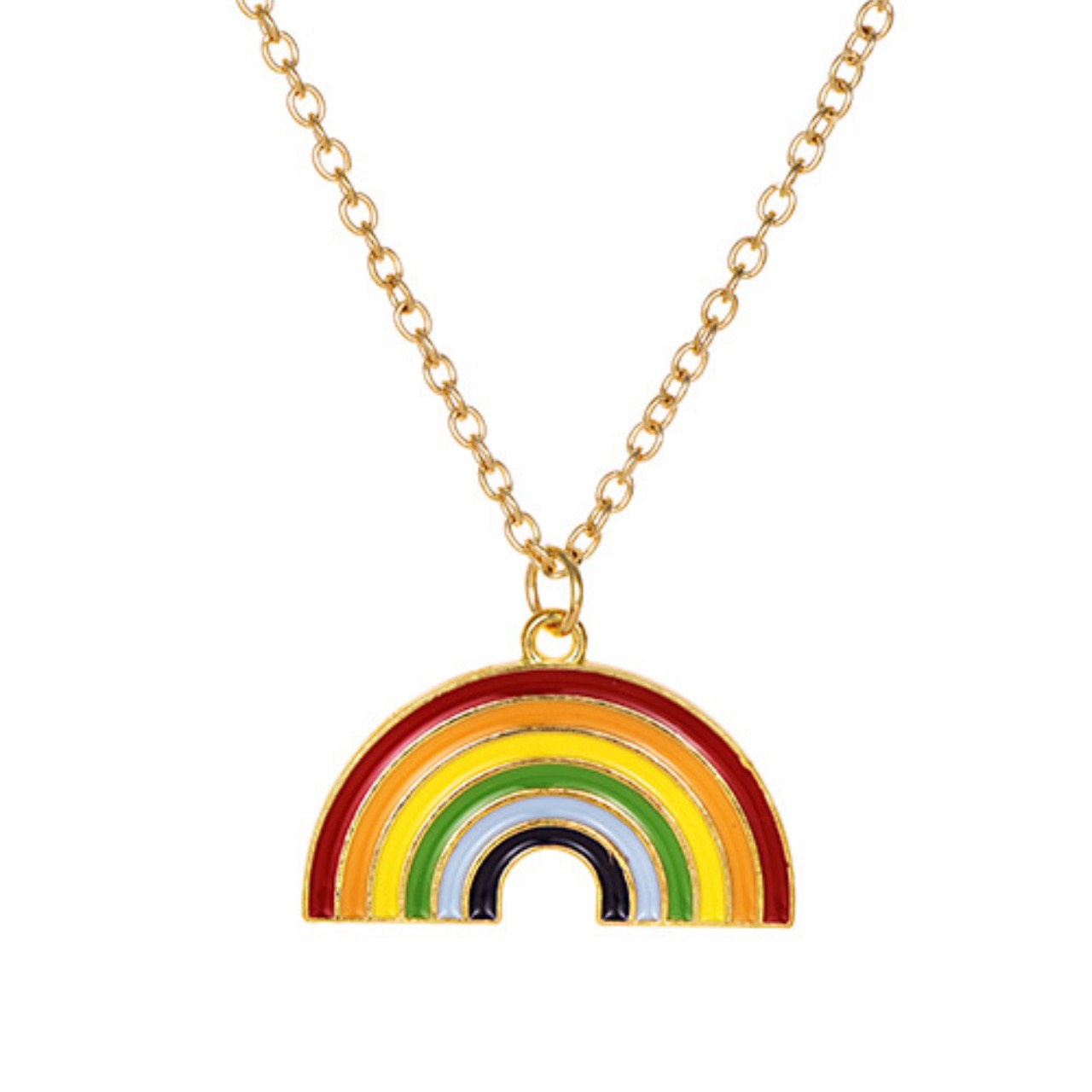 Rainbow pendant necklace and earrings set