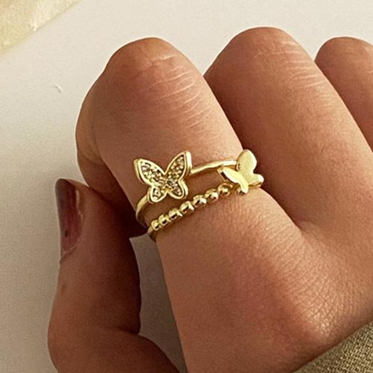 New Gold Butterfly Open Ring Charming Design