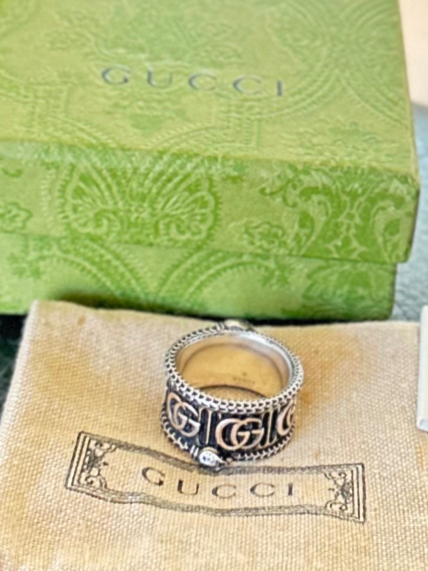 Interlocking G Sterling Silver Double G Snake Motif Ring YBC577201001022 Unisex