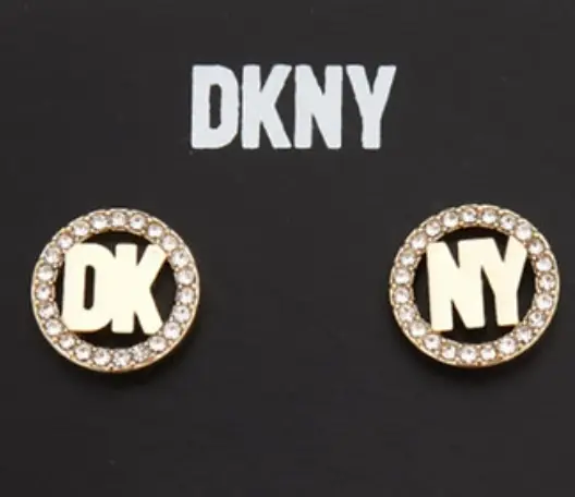 DKNY Jewellery Gold Crystal Pave Logo Earrings