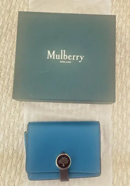 Mulberry Tree Small Wallet Metal Blue & Oxblood Small
